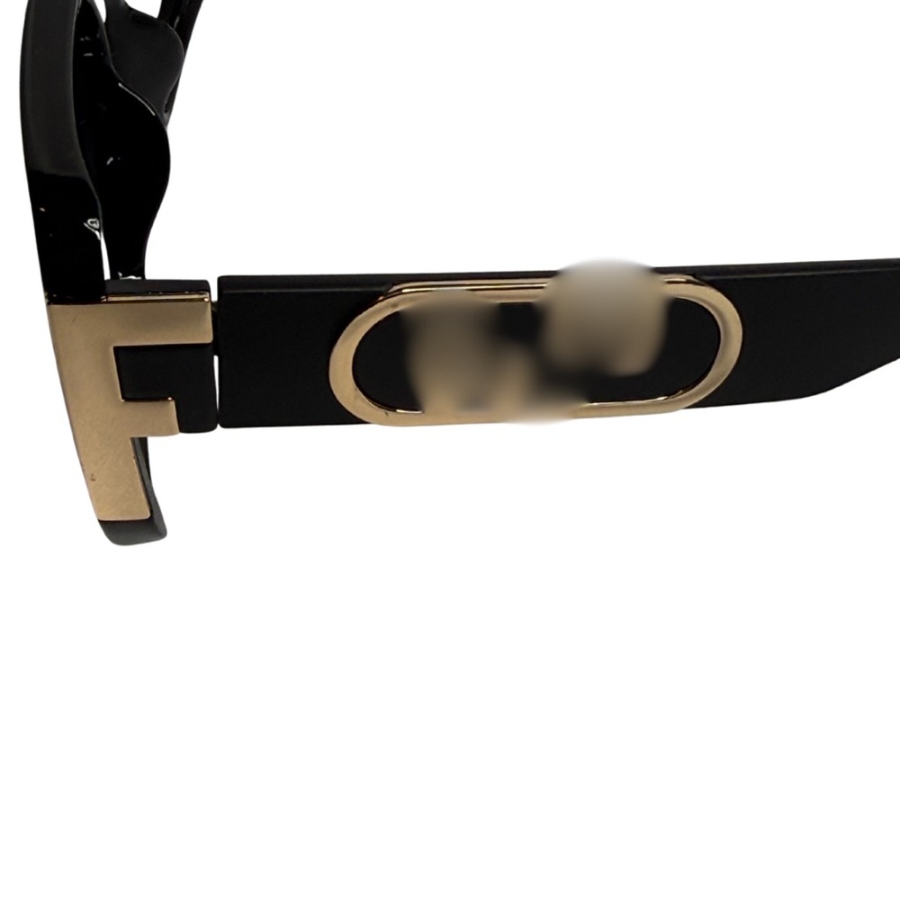 Oversized Square Fashion Sunglasses – Black Frame with Gold Accents & Case - Picture 3 of 5